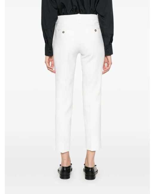 Peserico White Casual Trousers With Belt Loops