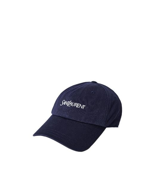 Saint Laurent Blue Corduroy Baseball Cap for men