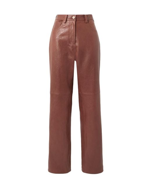 Magda Butrym Red Leather Casual Pants