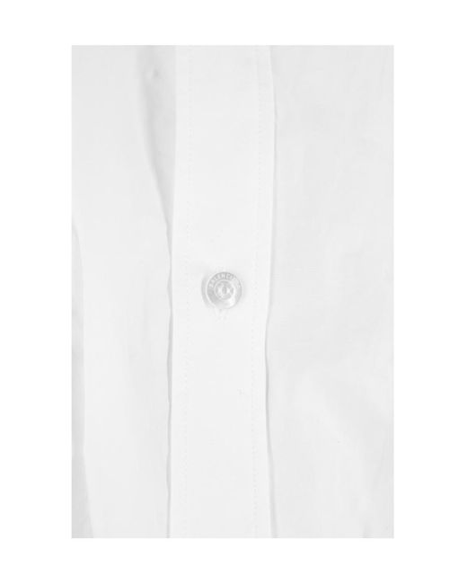 Balenciaga White Asymmetric Knot Detailed Long-Sleeved Shirt