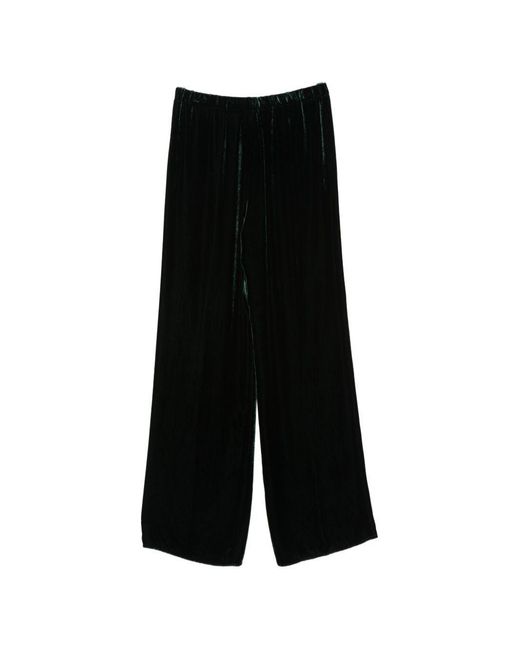 Antonelli Black Elasticwaist Velvet Wideleg Trousers