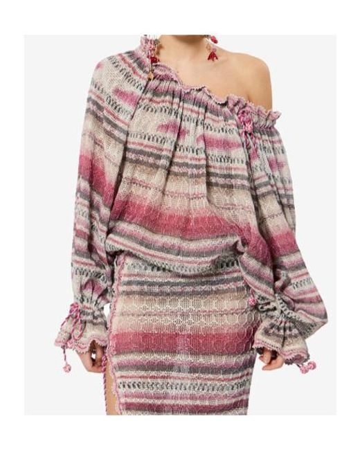 Isabel Marant Red Nalyna Smocked Knit Top
