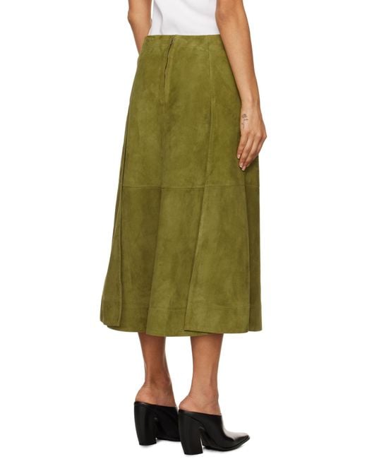 Bottega Veneta Yellow Leather Midi Skirt