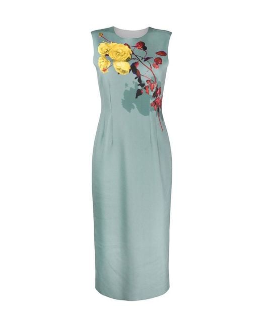 Dries Van Noten Blue Floral Print Dress