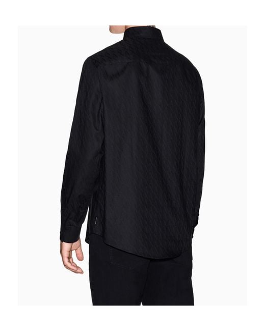 ARMANI EXCHANGE Blue Patterned Buttoned Shirt for men