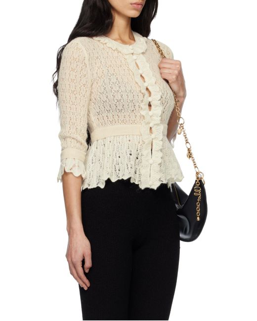Chloé White Ruffled Cropped Cardigan