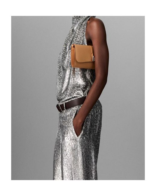 Stella McCartney Gray Metallic Effect Halterneck Top