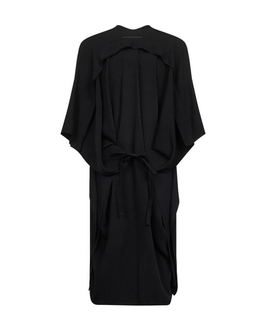 MM6 by Maison Margiela Black Asymmetric Hem Midi Dress