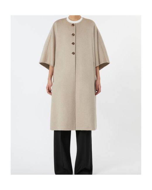 Max Mara Natural Short-Sleeved Crewneck Coat