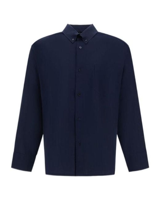 Herno Blue Button-Up Long-Sleeved Shirt for men