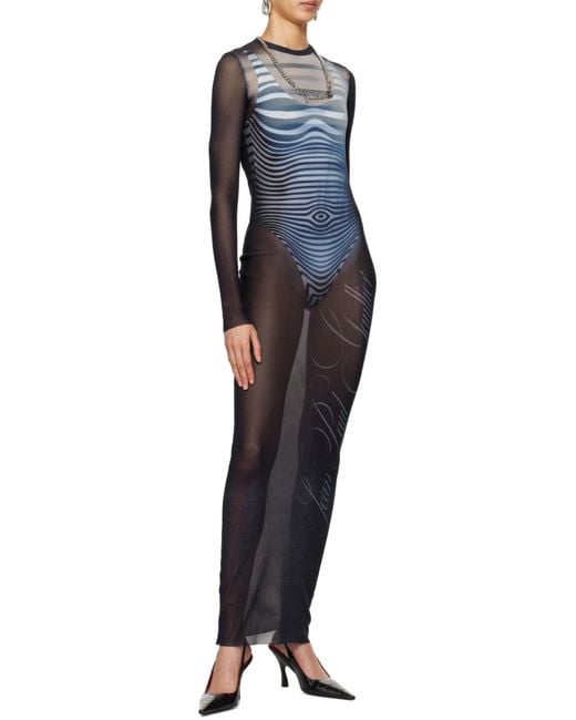 Jean Paul Gaultier Blue Printed Tulle Dress