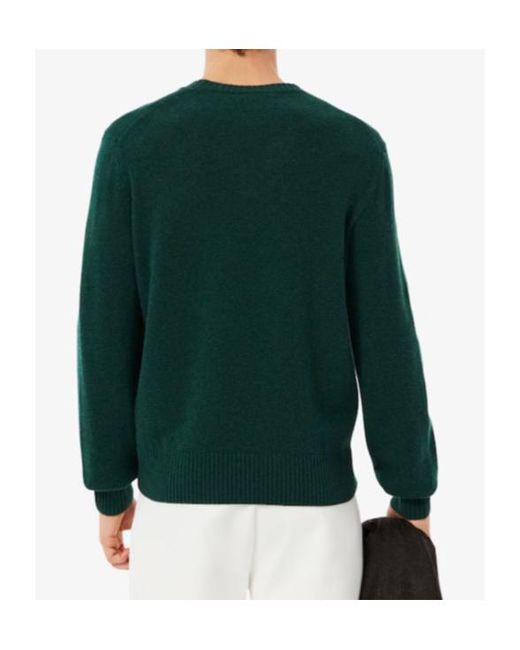 Lacoste Green Logo Patch Ribbed Crewneck Jumper for men