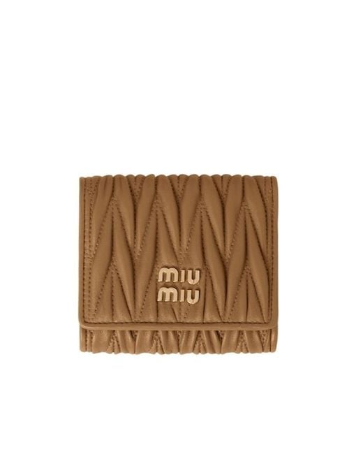 Miu Miu Brown Logo-Lettering Wallet