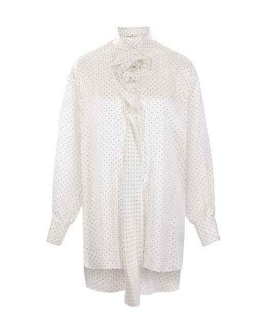 Ermanno Scervino White Polka Dot Printed Long-Sleeved Shirt