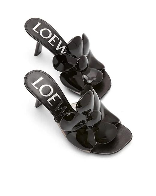 Loewe Black Petal Flower Sandal