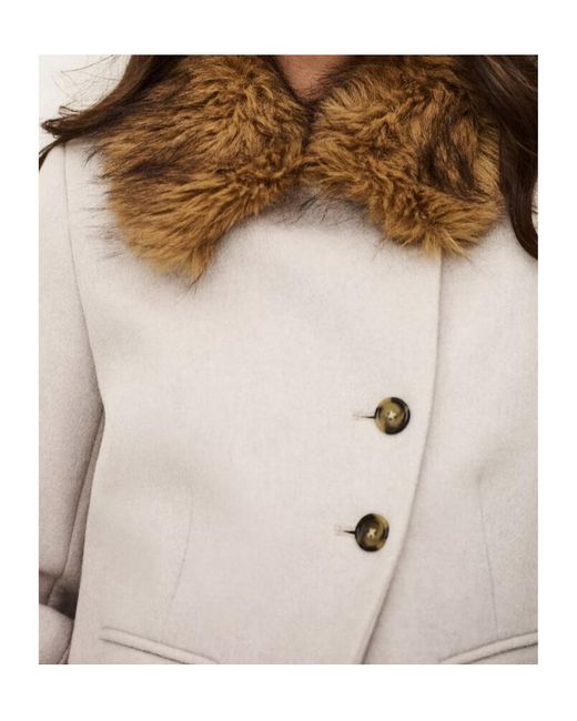 Ba&sh Natural Terry Fur-Trimmed Coat