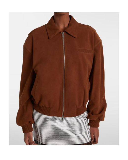 JACQUES WEI Brown Suede Bomber Jacket