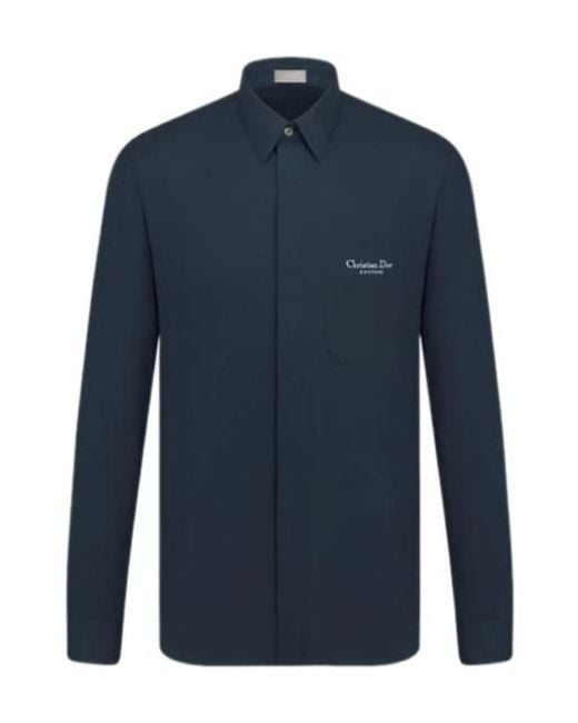 Dior Blue Christian Couture Embroidery Shirt for men