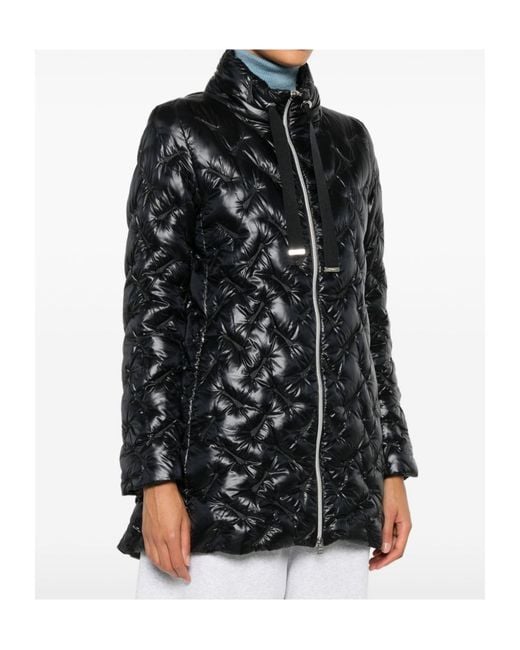 Herno Black Quilted Midi Down Jacket