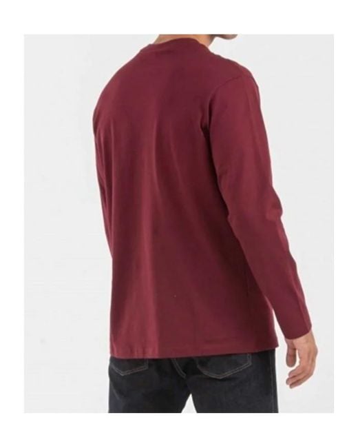 Paul & Shark Red Round Collar And Long-Sleeved T-Shirt for men