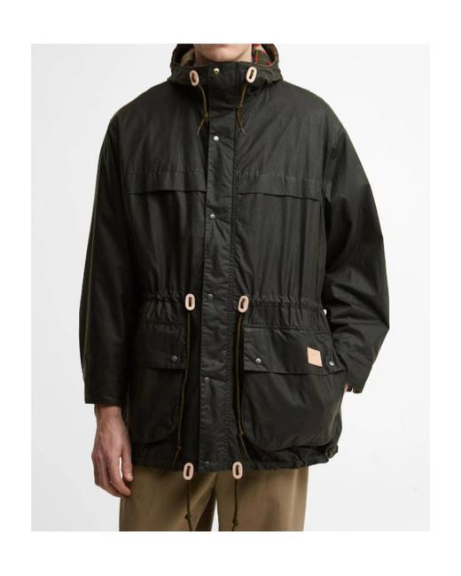 Barbour Black X Paul Smith Hooded Drawstring Jacket for men