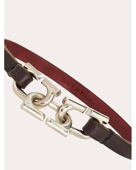 Ferragamo White Bicolor Gancini Bracelet for men