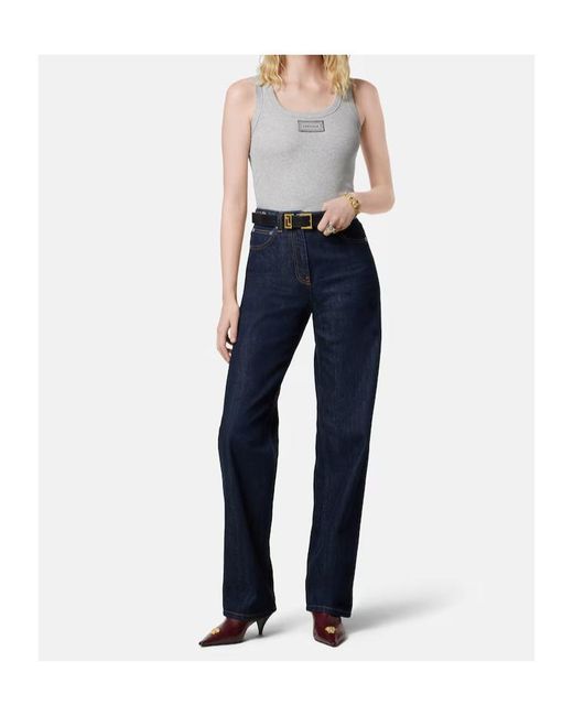 Versace Gray Ribbed Stretch Tank Top