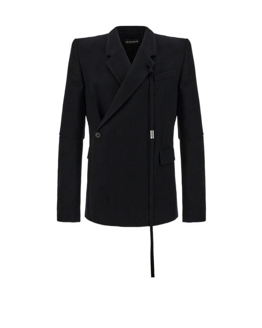Ann Demeulemeester Black Double-Breasted Blazer for men