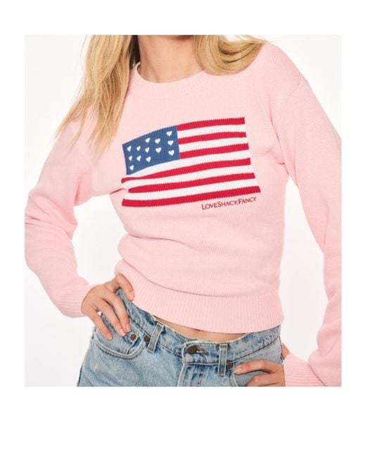 LoveShackFancy Pink Flag Intarsia Knitwear