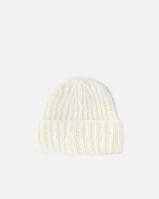 Pinko White Logo Patch Turn-Up Beanie