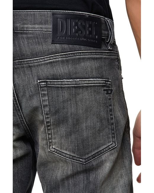 DIESEL Gray Faded Straight-Leg Jeans for men