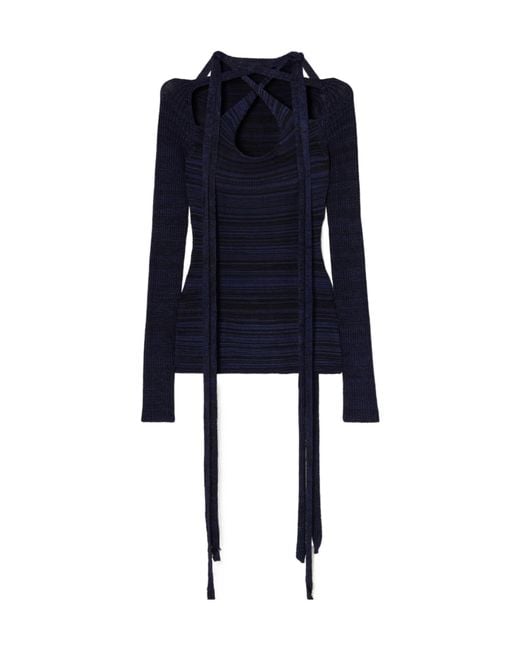 Y. Project Blue Scarf-Detailed Knit Top