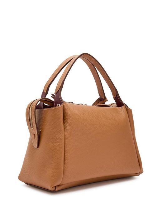Tod's Brown Grained Leather Top Handle Bag