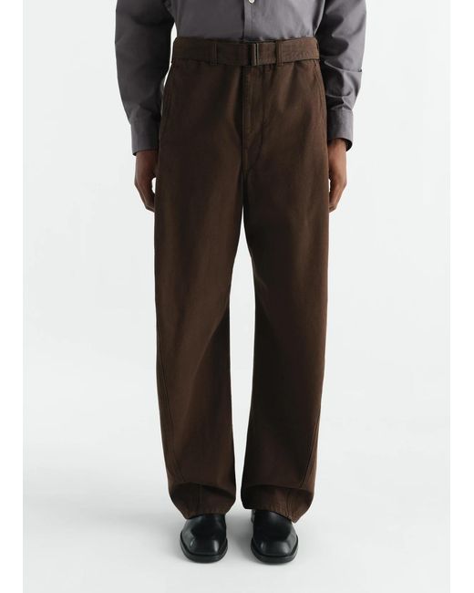 Lemaire Brown Belted Pants for men