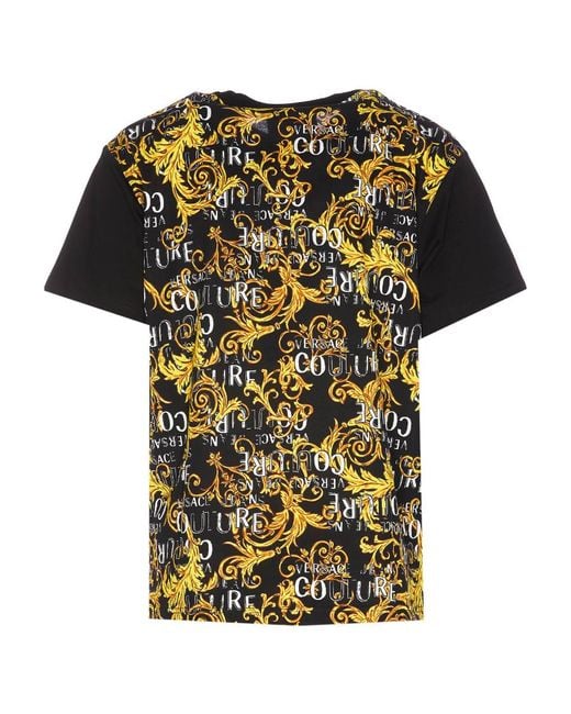 Versace Jeans Black Baroque-Pattern Print Detail T-Shirt for men
