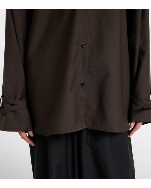 Totême  Brown Oversized Wool Shirt