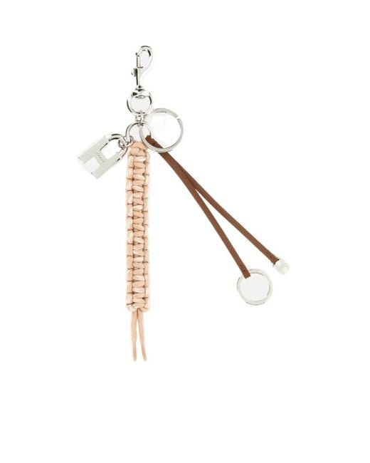 Hogan White Metal Charm Keychains