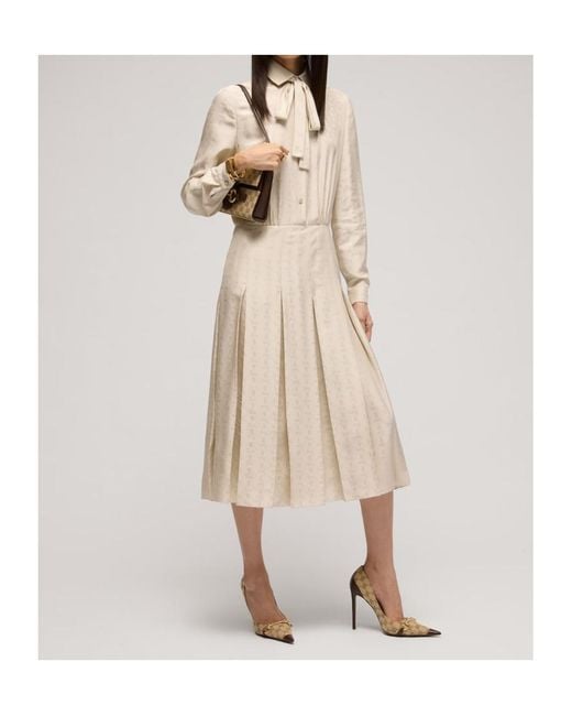 Gucci Natural Crest Jacquard Dress