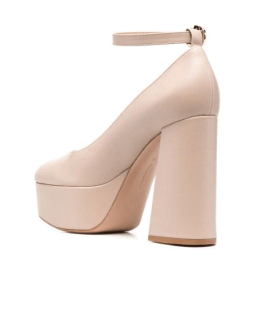 Gianvito Rossi Natural Vernice Platform Round Toe Pumps