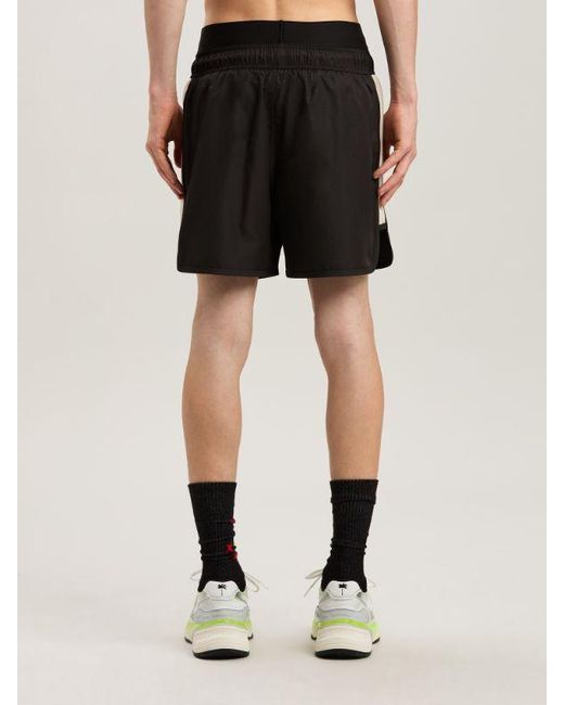 Palm Angels Black Logo Printed Drawstring Swim Shorts for men