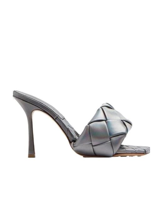Bottega Veneta Gray Lido Intrecciato Slip-On Sandals