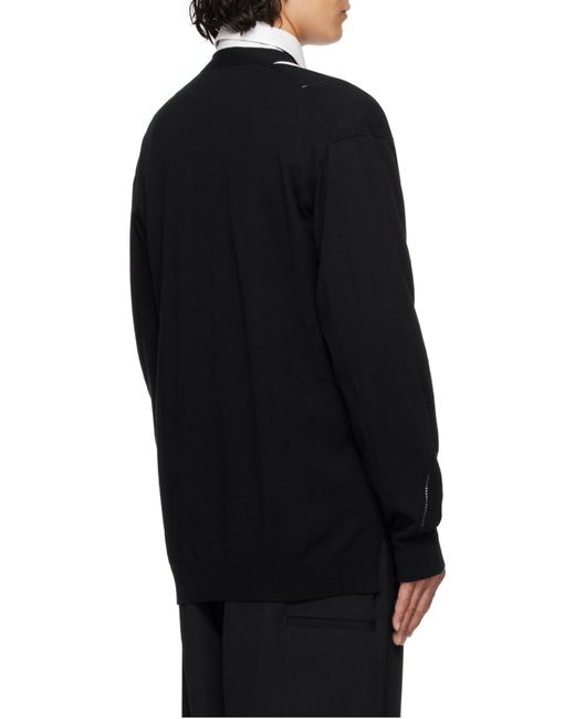 Yohji Yamamoto Black V-Neck Cardigan for men