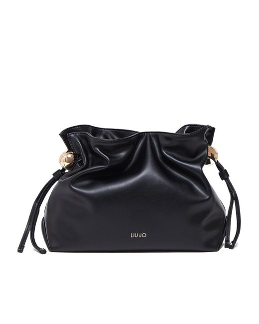 Liu Jo Black Logo Drawstring Shoulder Bag