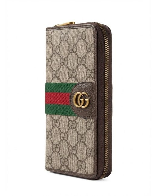 Gucci Gray Ophidia Zip Around Wallet for men
