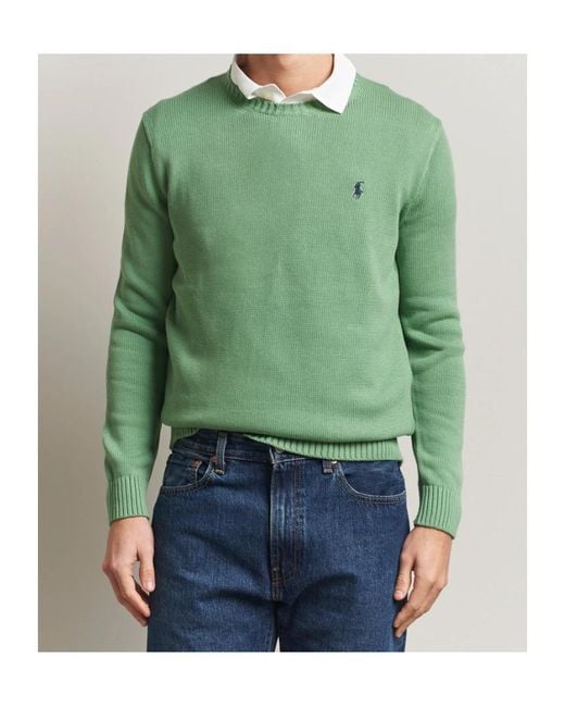 Polo Ralph Lauren Green Logo Embroidered Crewneck Jumper for men