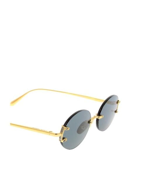 Linda Farrow Blue Stella Oval Frame Sunglasses