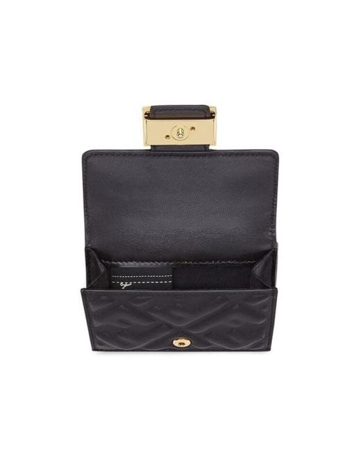 Fendi Blue Micro Logo Embossed Trifold Wallet