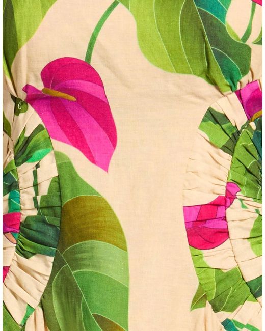 Farm Rio Green Short-Sleeved Dress