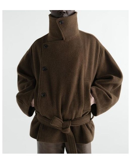 Lemaire Brown Short Double-Breasted Belted Coat