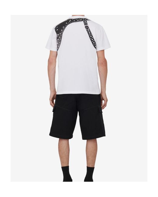 McQueen White Harness-Detailed Crewneck T-Shirt for men